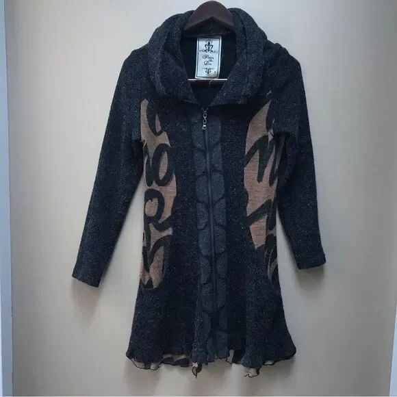 Fleur de Lis Brown Ruffle Pocket Cardigan (S) - Picture 1 of 10